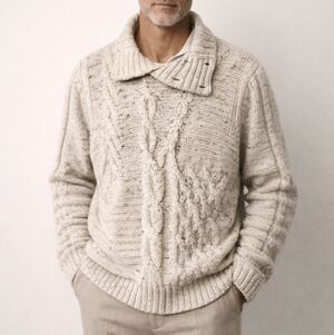 Paul Costelloe Cable Knit Sweater Size M Wool Blend Fisherman